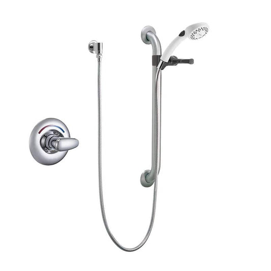 1-Handle Wall Mount Hand Shower Faucet Trim Kit in Chrome with Slide Bar (Valve Not Included)